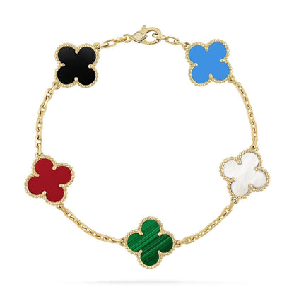 [Riva Jewelry ]CLOVER 5 MOTIFS MULTICOLOR BRACELET