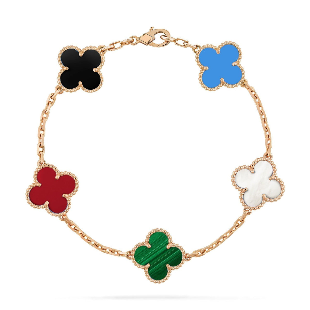 [Riva Jewelry ]CLOVER 5 MOTIFS MULTICOLOR BRACELET