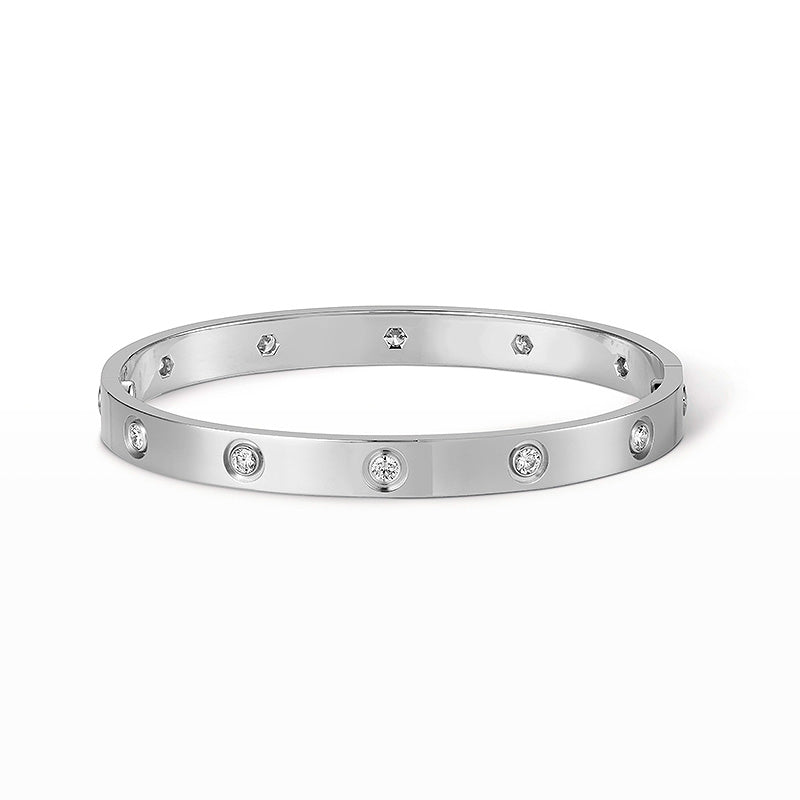 [Riva Jewelry]クラシック 6.1MM ラブバングル - 10ダイヤモンド