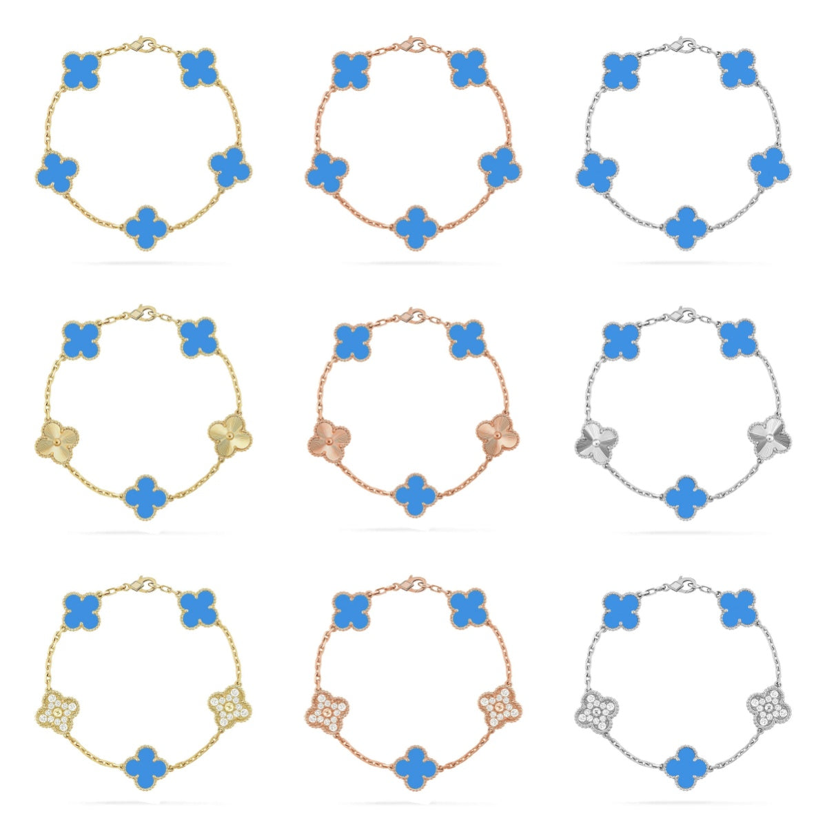 [Riva Jewelry ] CLOVER 5 MOTIF BLUE AGATE BRACELET COLLECTION