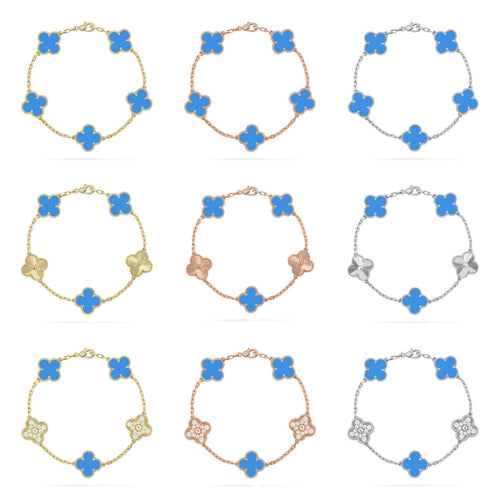 [Riva Jewelry ] CLOVER 5 MOTIF BLUE AGATE BRACELET COLLECTION
