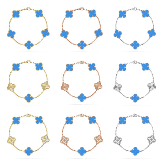 [Riva Jewelry ] CLOVER 5 MOTIF BLUE AGATE BRACELET COLLECTION
