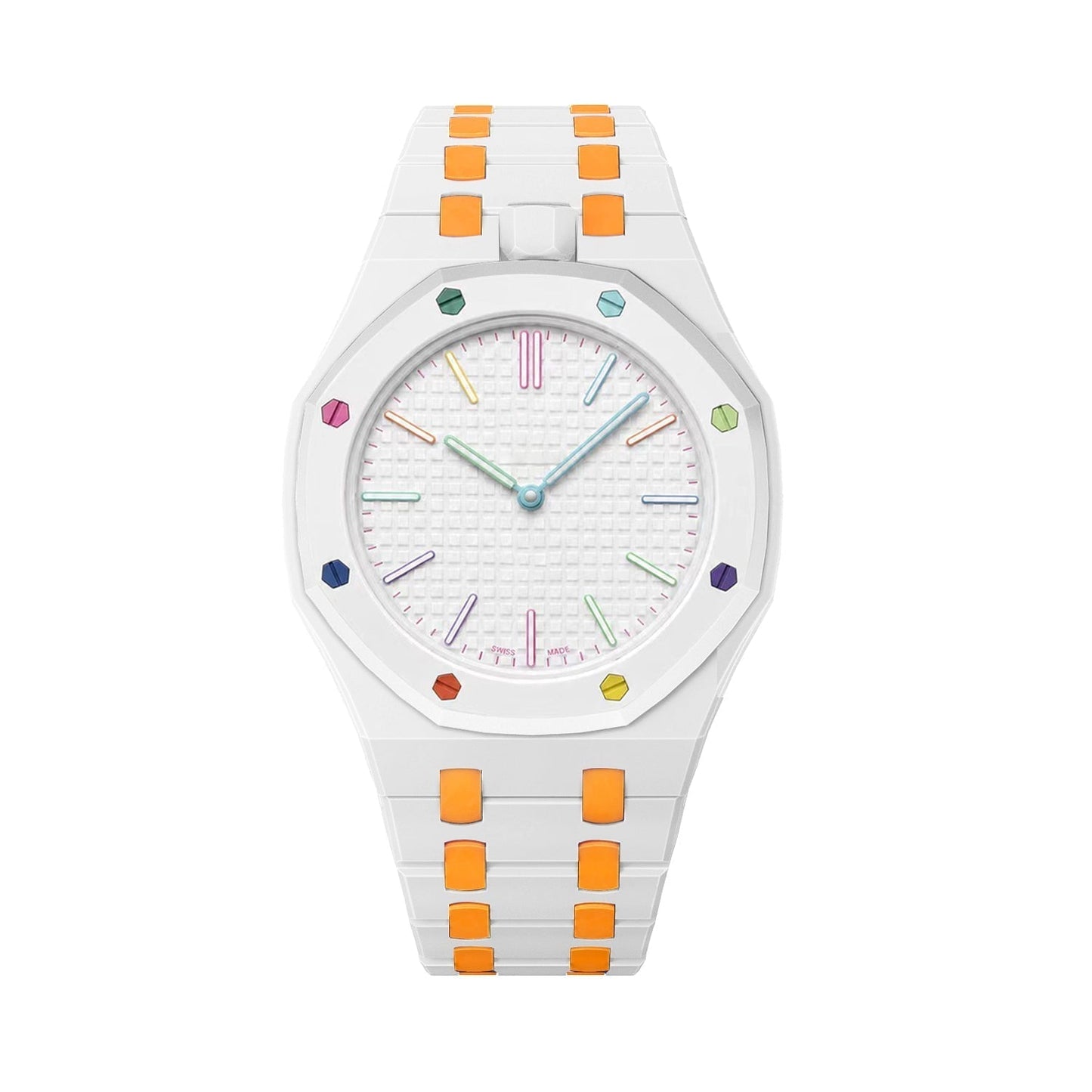 [Riva Jewelry]OAK POP EXCLUSIVE WEISSES UND ORANGEFARBENES BIOCERAMIC-ARMBAND