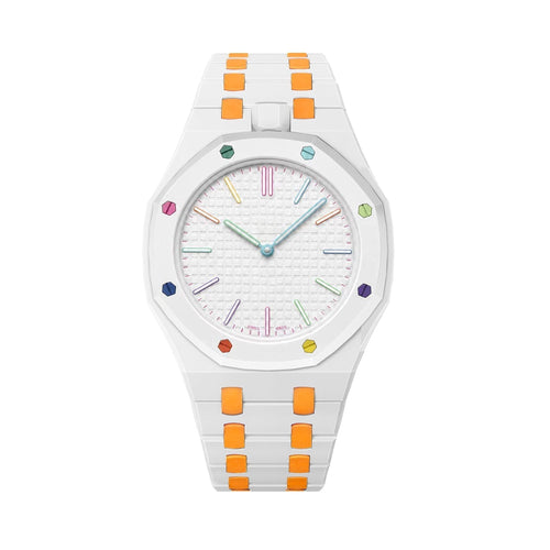 [Riva Jewelry]OAK POP EXCLUSIVE WEISSES UND ORANGEFARBENES BIOCERAMIC-ARMBAND