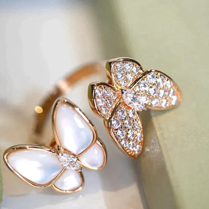 [Riva Jewelry ]TWIN BUTTERFLY DIAMOND MOP RING