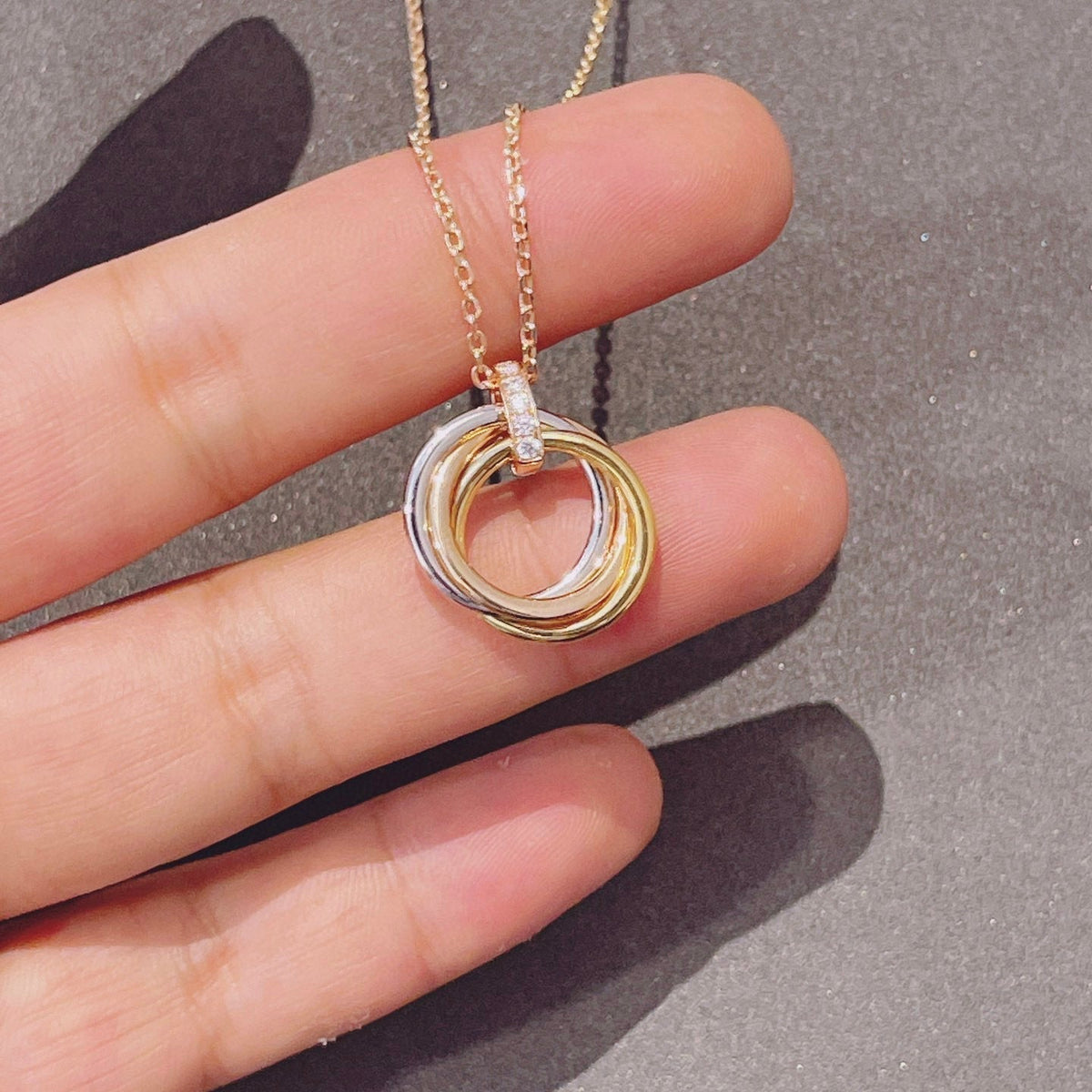 [Riva Jewelry ]TRINITY NECKLACE GOLD  DIAMONDS