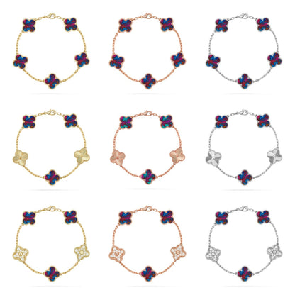 [Riva Jewelry ]CLOVER 5 MOTIF COLOR GEMSTONES BRACELET COLLECTION