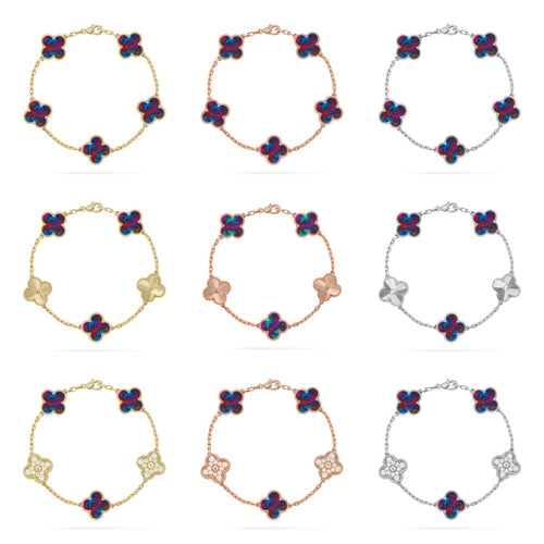 [Riva Jewelry ]CLOVER 5 MOTIF COLOR GEMSTONES BRACELET COLLECTION