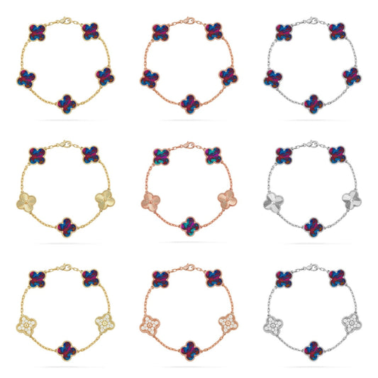 [Riva Jewelry ]CLOVER 5 MOTIF COLOR GEMSTONES BRACELET COLLECTION