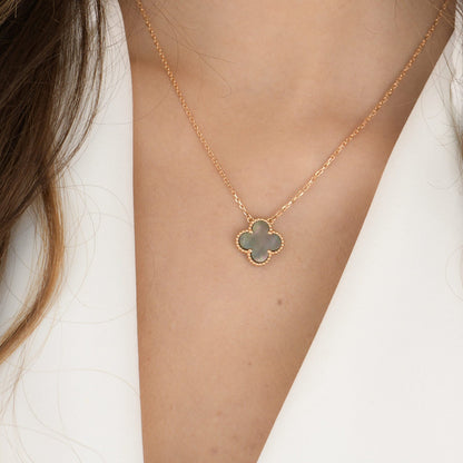 [Riva Jewelry ]CLOVER 15MM  GRAY MOTHER OF PEARL NECKLACE
