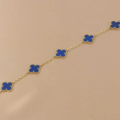 [Riva Jewelry]LUCKY CLOVER 5-MOTIV-ARMBAND – BLAUER ACHAT KOLLEKTION