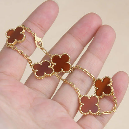 [Riva Jewelry]LUCKY CLOVER 5-MOTIV ARMBAND - RED CARNELIAN KOLLEKTION