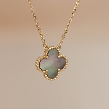 [Riva Jewelry ]CLOVER 15MM  GRAY MOTHER OF PEARL NECKLACE