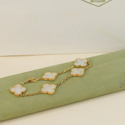 [Riva Jewelry ]CLOVER WHITE PEARL MOP 5 MOTIF BRACELET COLLECTION