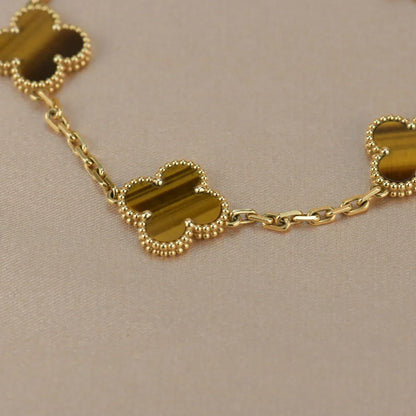 [Riva Jewelry ] CLOVER 5 MOTIFS TIGER EYE BRACELET COLLECTION