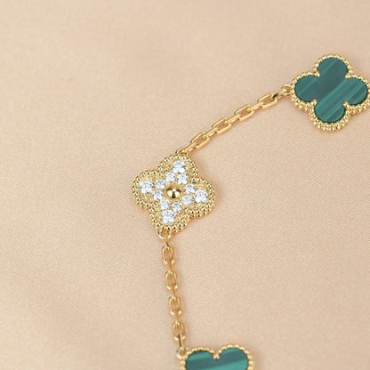 [Riva Jewelry ] CLOVER 5 MOTIF MALACHITE BRACELET COLLECTION