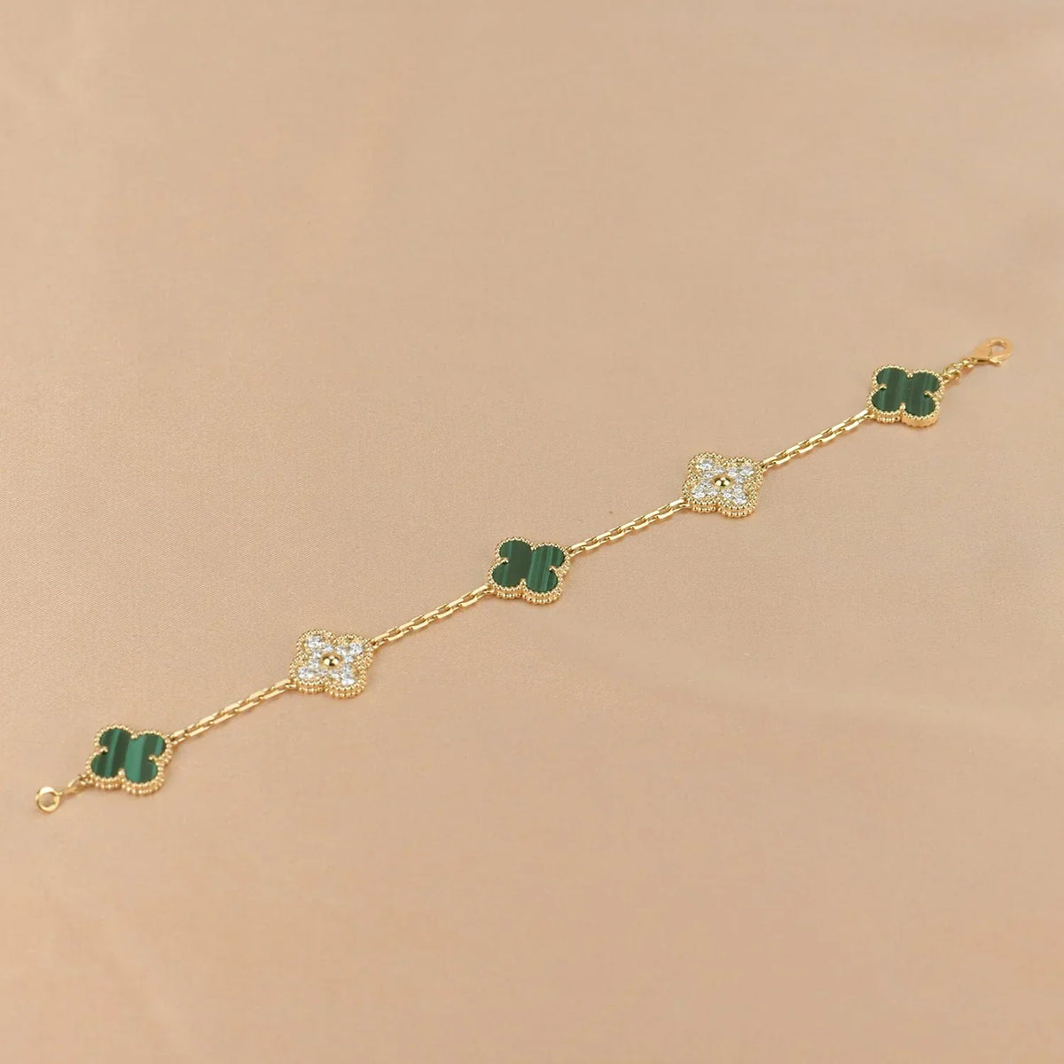 [Riva Jewelry ] CLOVER 5 MOTIF MALACHITE BRACELET COLLECTION
