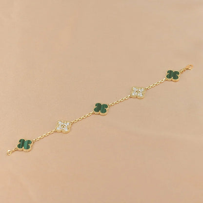 [Riva Jewelry ] CLOVER 5 MOTIF MALACHITE BRACELET COLLECTION