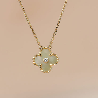 [Riva Jewelry ]CLOVER 15MM DIAMOND GOLD MOTHER OF PEARL NECKLACE