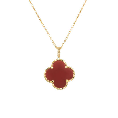 [Riva Jewelry ]CLOVER 25MM NECKLACE GOLD CARNELIAN