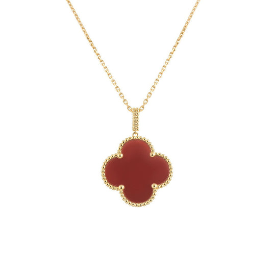 [Riva Jewelry ]CLOVER 25MM NECKLACE GOLD CARNELIAN