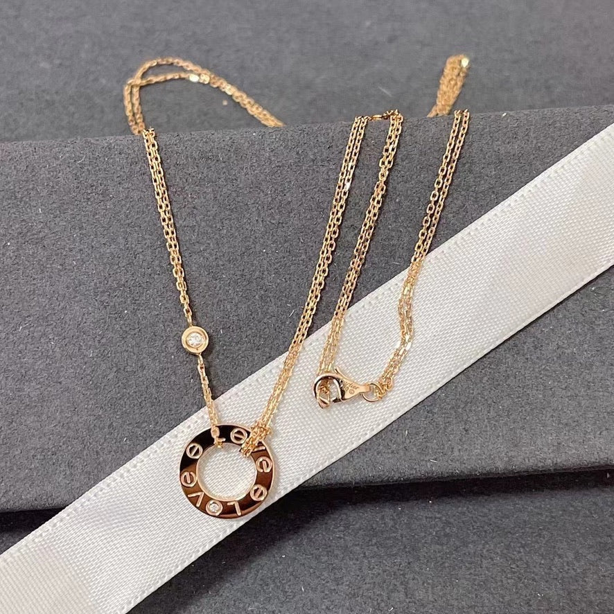 [Riva Jewelry ]LOVE NECKLACE 16MM 2 DIAMONDS