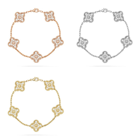 [Riva Jewelry ] CLOVER 5 MOTIF FULL DIAMOND BRACELET COLLECTION
