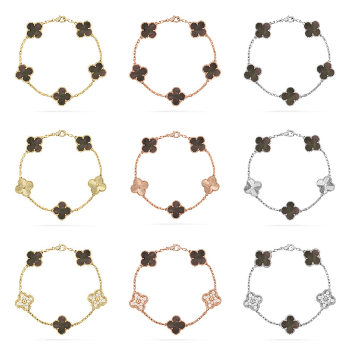 [Riva Jewelry ] CLOVER 5 MOTIF GRAY MOP BRACELET COLLECTION
