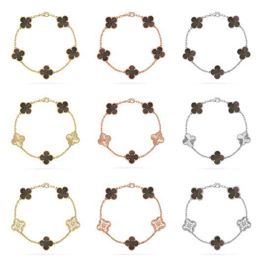[Riva Jewelry ] CLOVER 5 MOTIF GRAY MOP BRACELET COLLECTION