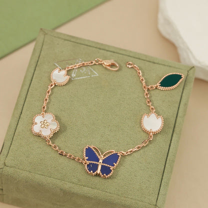 [Riva Jewelry]FRÜHLINGSZAUBER SCHMETTERLING & BLUMEN-CHARM-ARMBAND