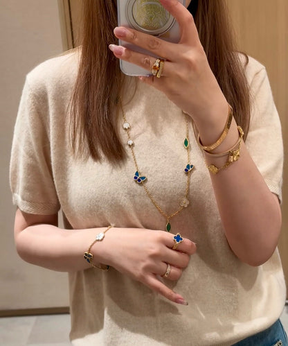[Riva Jewelry]LUCKY SPRING SCHMETTERLING & BLUMEN STATEMENT-HALSKETTE - 15-MOTIV BLUMENDESIGN