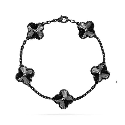 [Riva Jewelry ]CLOVER 5 MOTIF BLACK BRACELET