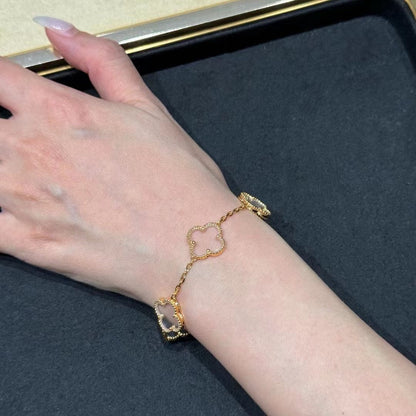 [Riva Jewelry ]CLOVER 5 MOTIF ROCK CRYSTAL BRACELET