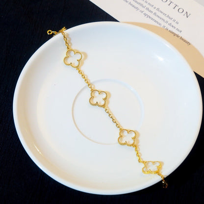 [Riva Jewelry ]CLOVER 5 MOTIF ROCK CRYSTAL BRACELET