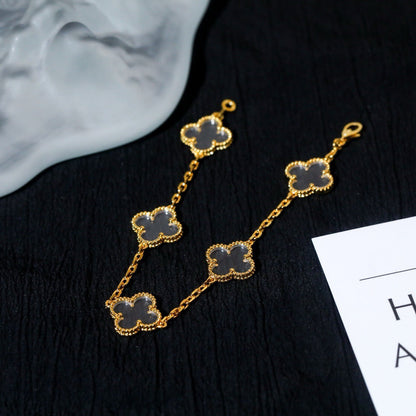[Riva Jewelry ]CLOVER 5 MOTIF ROCK CRYSTAL BRACELET