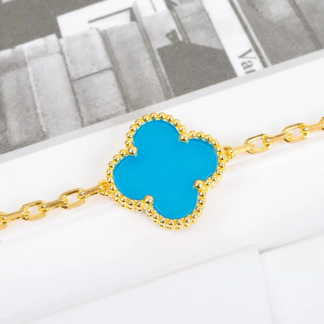 [Riva Jewelry]LUCKY CLOVER 5-MOTIF ARMBAND - TÜRKIS KOLLEKTION
