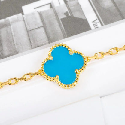 [Riva Jewelry]LUCKY CLOVER 5-MOTIF ARMBAND - TÜRKIS KOLLEKTION