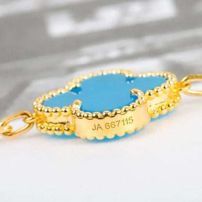 [Riva Jewelry]LUCKY CLOVER 5-MOTIF ARMBAND - TÜRKIS KOLLEKTION