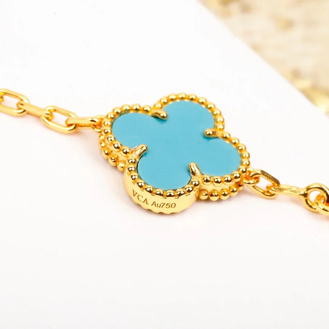 [Riva Jewelry]LUCKY CLOVER 5-MOTIF ARMBAND - TÜRKIS KOLLEKTION