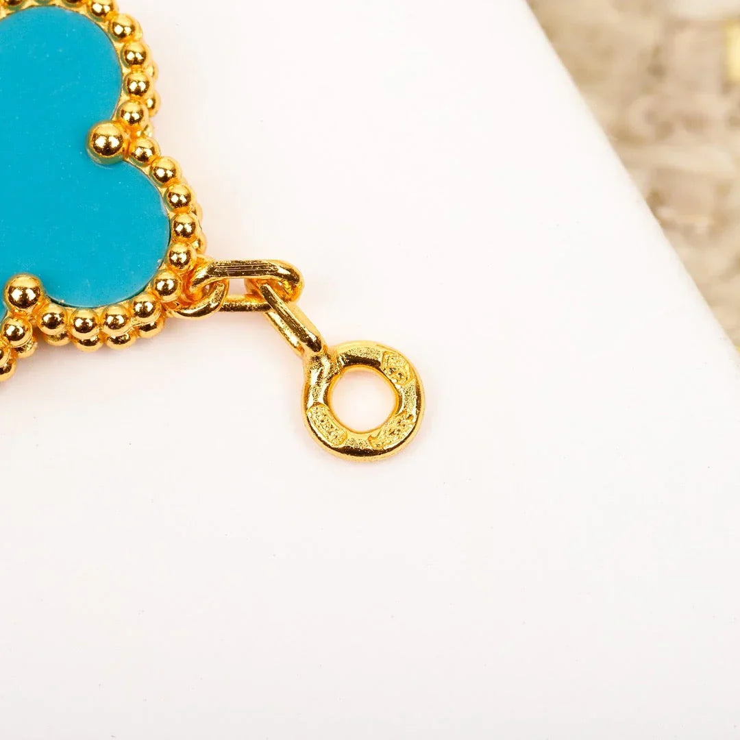 [Riva Jewelry]LUCKY CLOVER 5-MOTIF ARMBAND - TÜRKIS KOLLEKTION