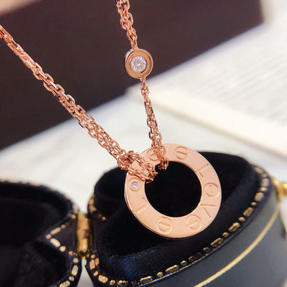 [Riva Jewelry ]LOVE NECKLACE 16MM 2 DIAMONDS