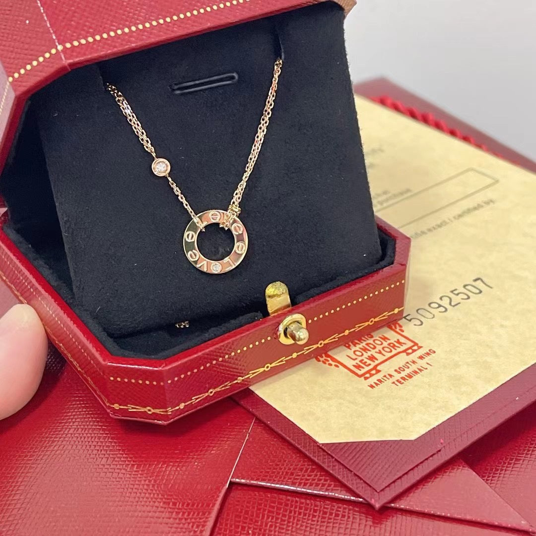 [Riva Jewelry ]LOVE NECKLACE 16MM 2 DIAMONDS