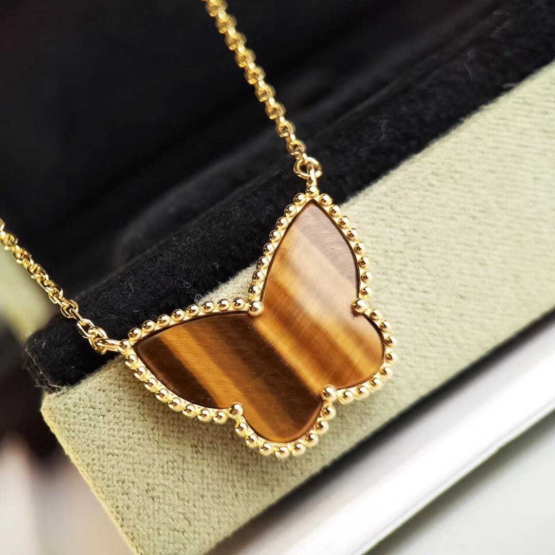[Riva Jewelry ] TIGER__ EYE BUTTERFLY NECKLACE