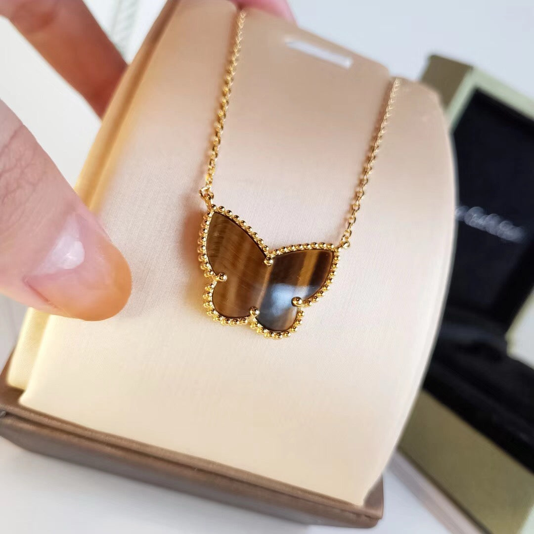 [Riva Jewelry ] TIGER__ EYE BUTTERFLY NECKLACE