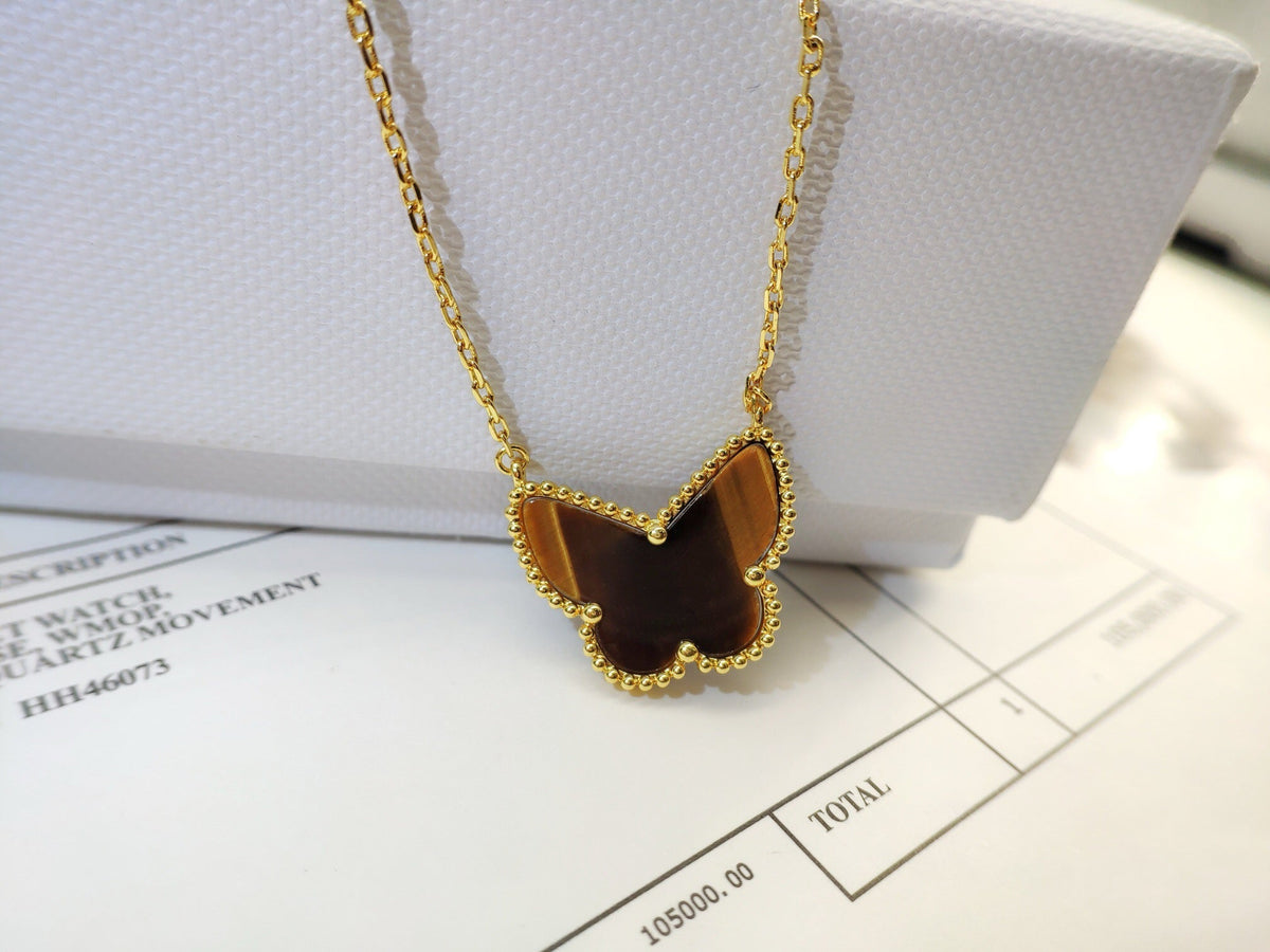 [Riva Jewelry ] TIGER__ EYE BUTTERFLY NECKLACE