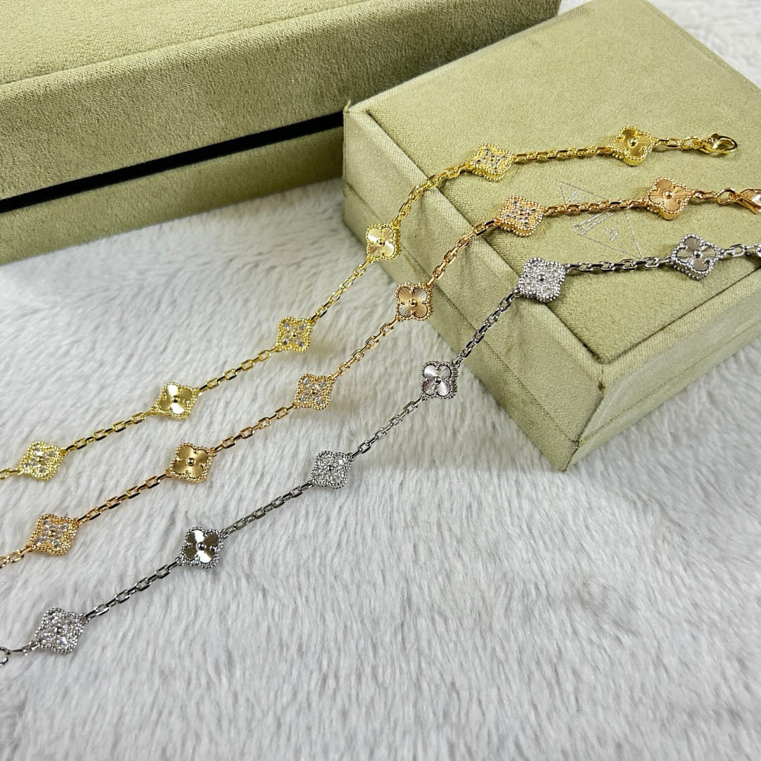 [Riva Jewelry ]CLOVER 6 MOTIF DIAMOND LASER BRACELET