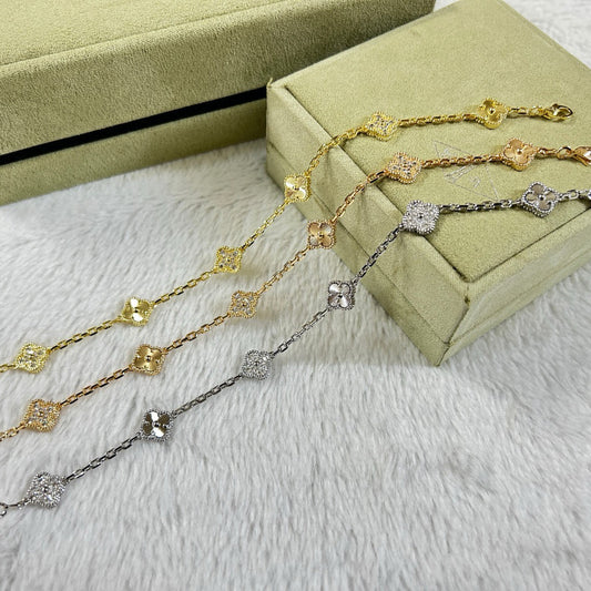 [Riva Jewelry ]CLOVER 6 MOTIF DIAMOND LASER BRACELET