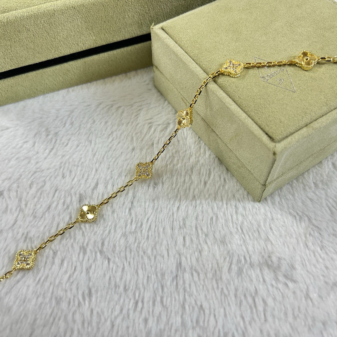 [Riva Jewelry ]CLOVER 6 MOTIF DIAMOND LASER BRACELET