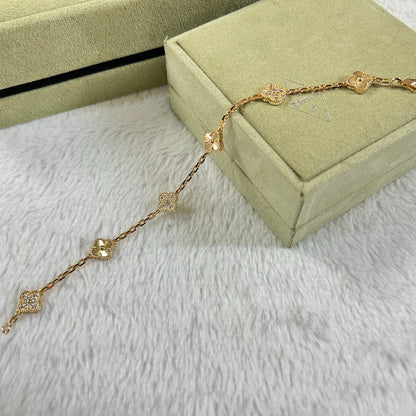 [Riva Jewelry ]CLOVER 6 MOTIF DIAMOND LASER BRACELET