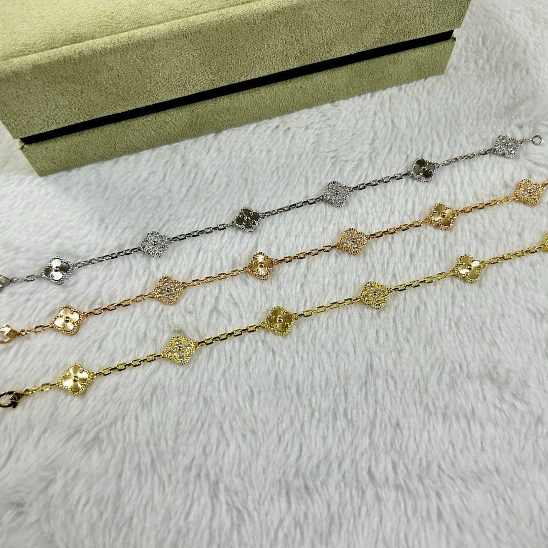 [Riva Jewelry ]CLOVER 6 MOTIF DIAMOND LASER BRACELET